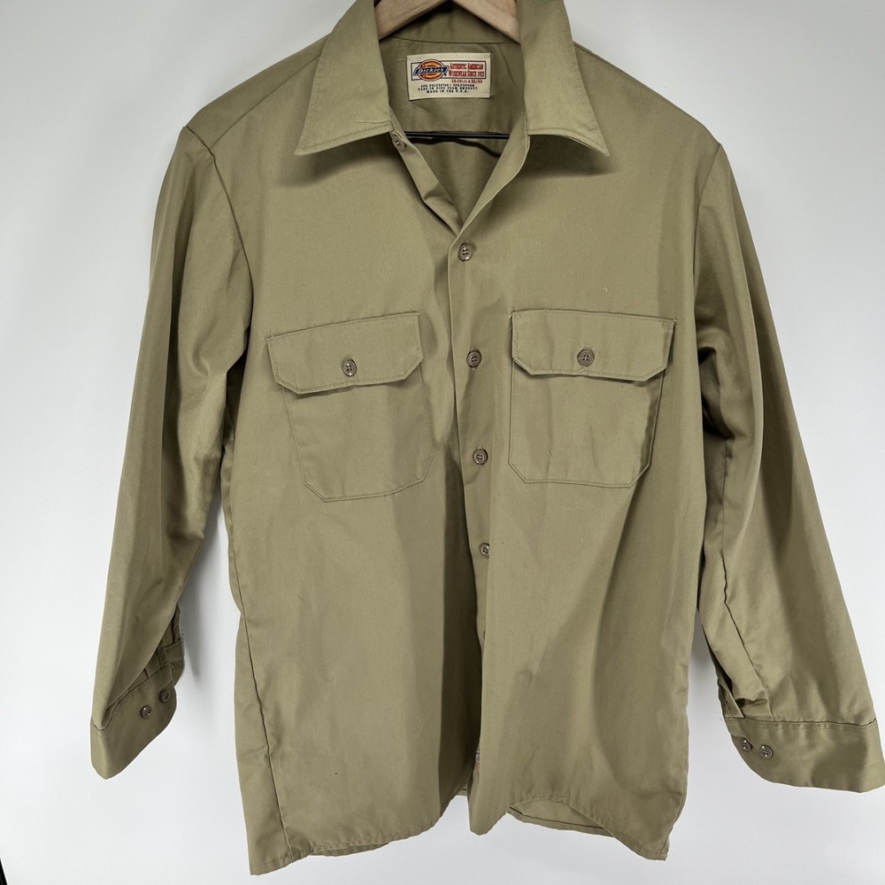Dickies Workshirt Long Sleeve 15-15.5 x 32-33 Brown Made in USA